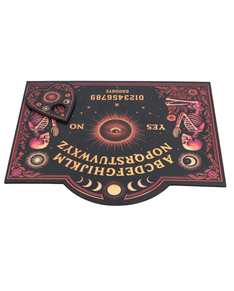 Geheimnisvolles Ouija-Geisterbrett mit Skelett- & Pflanzenmotiv
