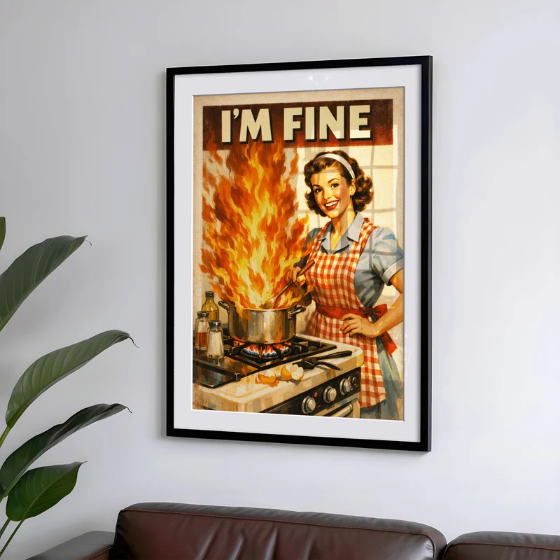Lustiges Küchen Poster 50er Jahre - Im Fine Vintage Bild Wanddeko Esszimmer - Geschenk für Hobbyköche