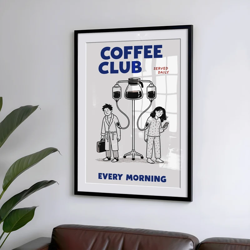Küchen Kaffee Poster Coffee Club Bild Lustig - Espresso Print - Modernes Wohndekor für Esszimmer