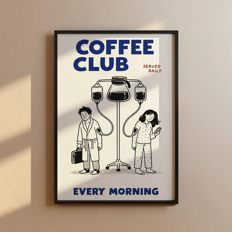 Küchen Kaffee Poster Coffee Club Bild Lustig - Espresso Print - Modernes Wohndekor für Esszimmer