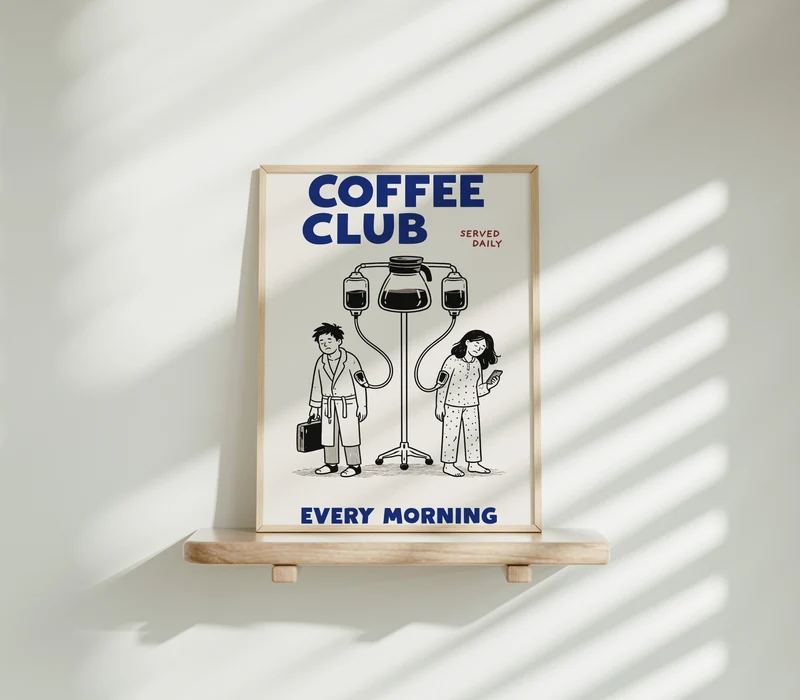 Küchen Kaffee Poster Coffee Club Bild Lustig - Espresso Print - Modernes Wohndekor für Esszimmer