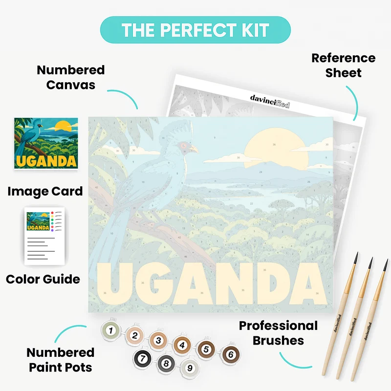 Blue Turaco Over Bwindi - Paint by Numbers Kit
