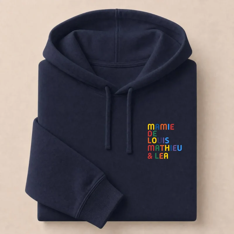 Pull personnalisé mamie - Prénoms multicolore brodé