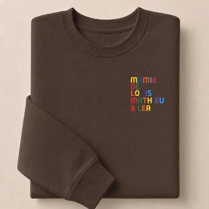 Pull personnalisé mamie - Prénoms multicolore brodé