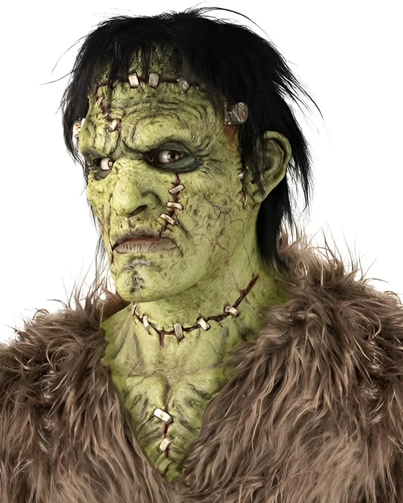 Grüne Frankenstein Monstermaske mit Haaren