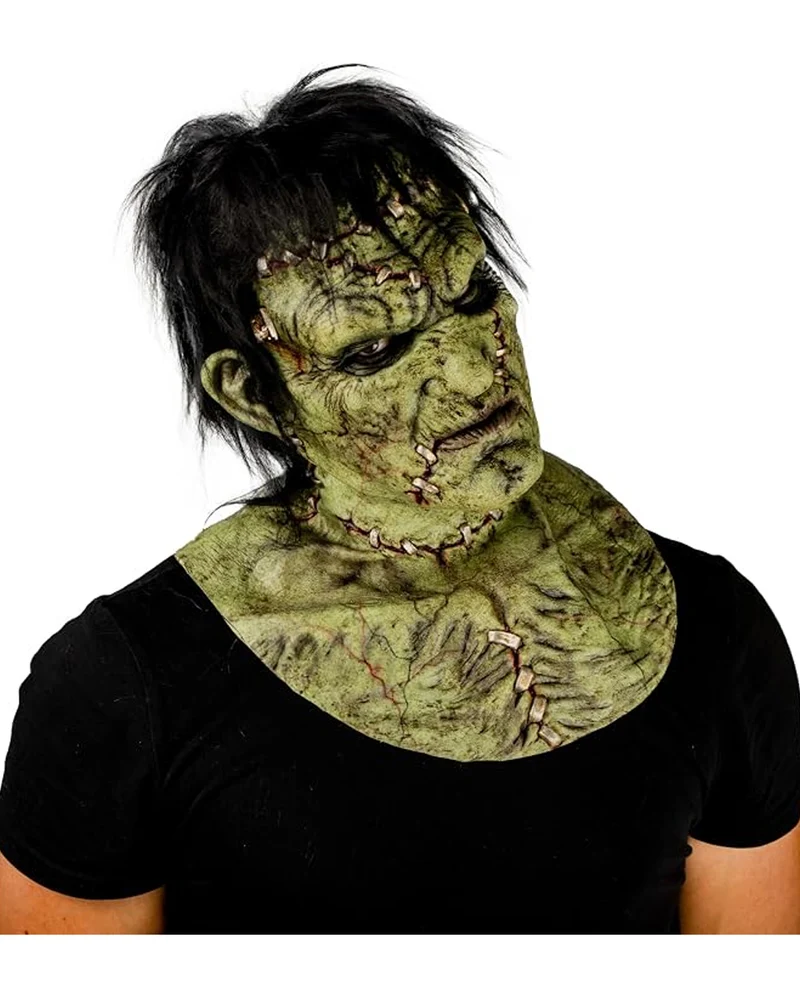 Grüne Frankenstein Monstermaske mit Haaren