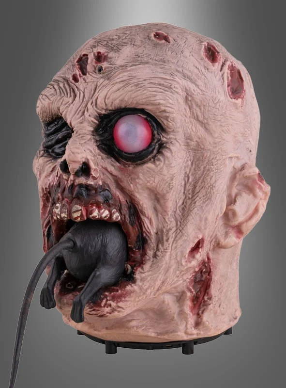 Rattenfressender Zombie Kopf animiert 25cm