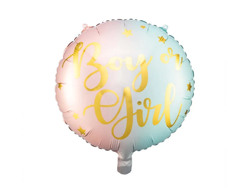 Folienballon "Boy or Girl" Pastell-Gold