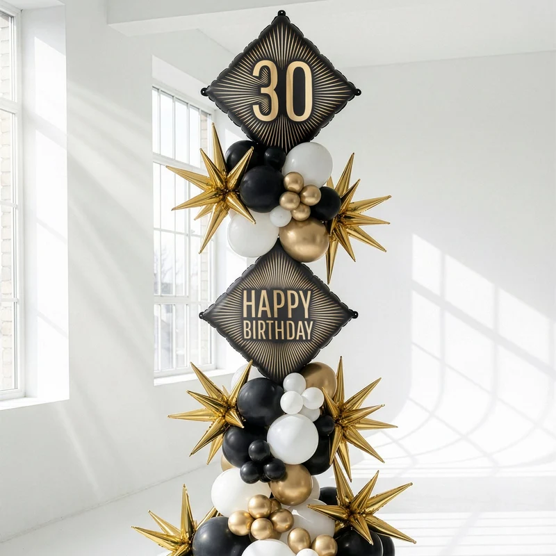 Geburtstagsballon "Happy Birthday" Schwarz-Gold