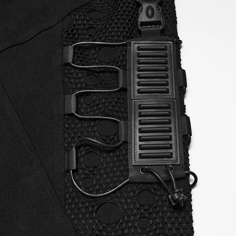 Herren Techwear Mesh Splice Schnallenriemenhose