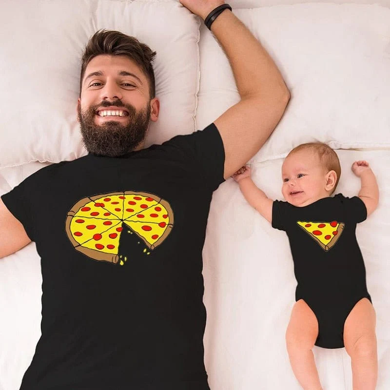 Vater-Sohn-T-Shirt Pizza