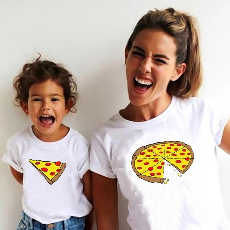 Vater-Sohn-T-Shirt Pizza