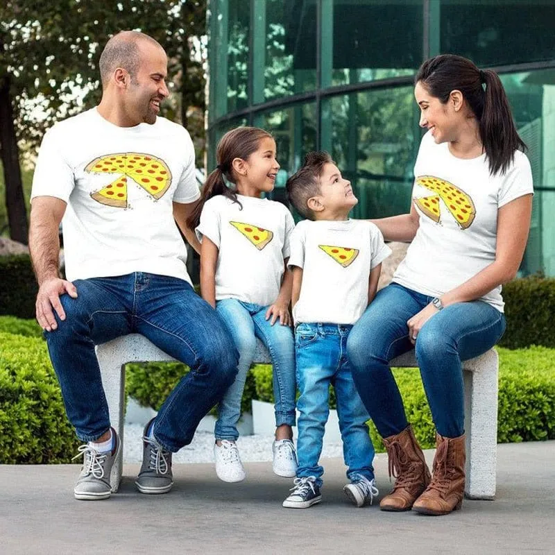 Vater-Sohn-T-Shirt Pizza