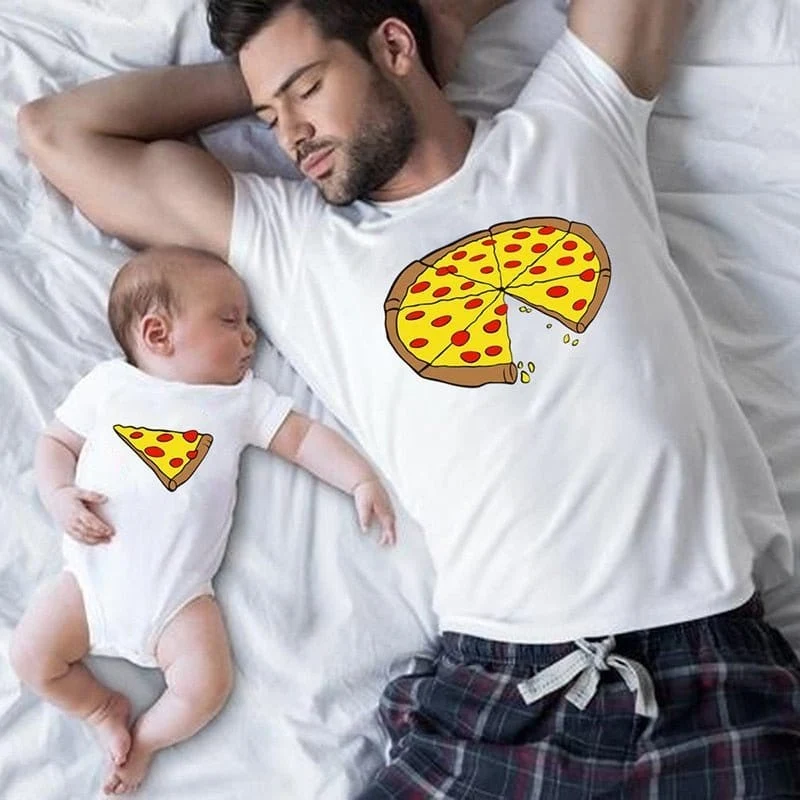 Vater-Sohn-T-Shirt Pizza