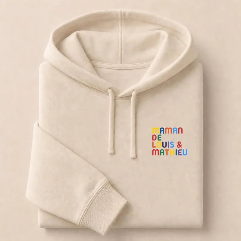 Pull personnalisé maman - Prénoms multicolore brodé