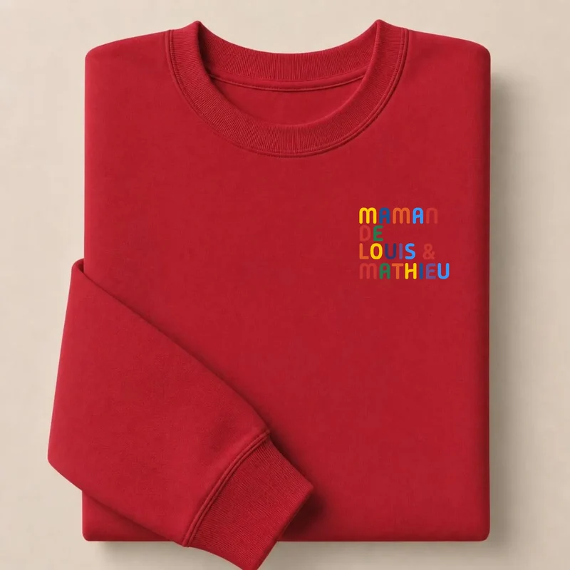 Pull personnalisé maman - Prénoms multicolore brodé