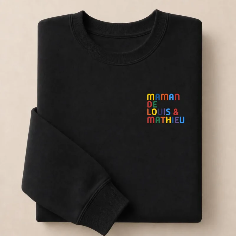 Pull personnalisé maman - Prénoms multicolore brodé