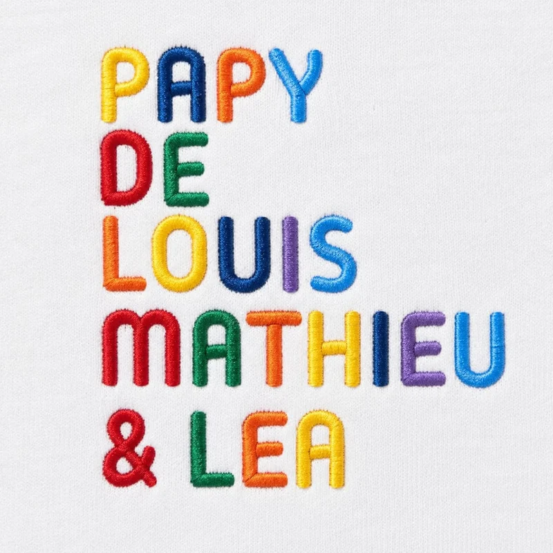 Pull personnalisé papy - Prénoms multicolore brodé