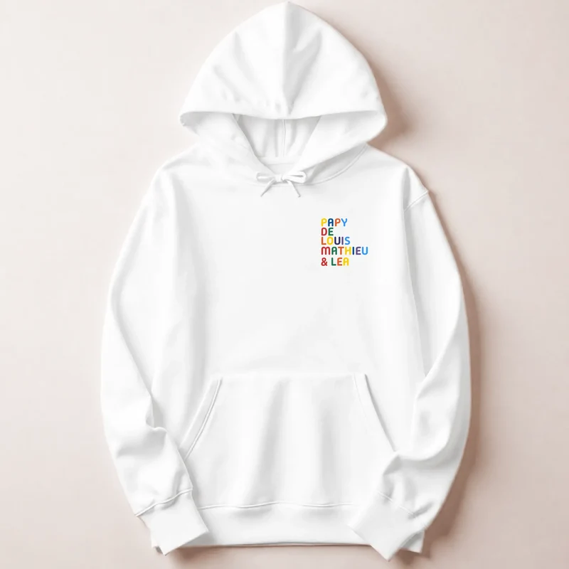 Pull personnalisé papy - Prénoms multicolore brodé