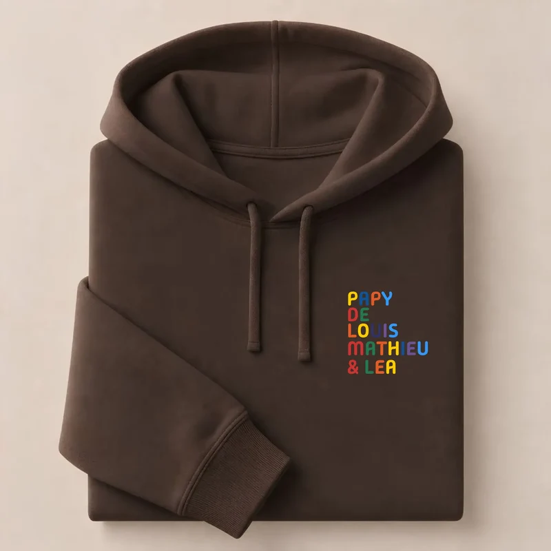 Pull personnalisé papy - Prénoms multicolore brodé