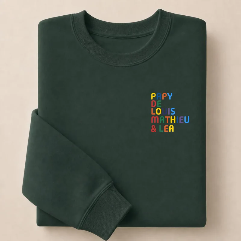 Pull personnalisé papy - Prénoms multicolore brodé