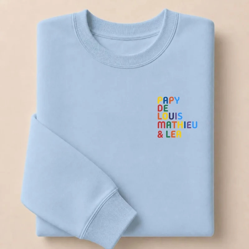 Pull personnalisé papy - Prénoms multicolore brodé