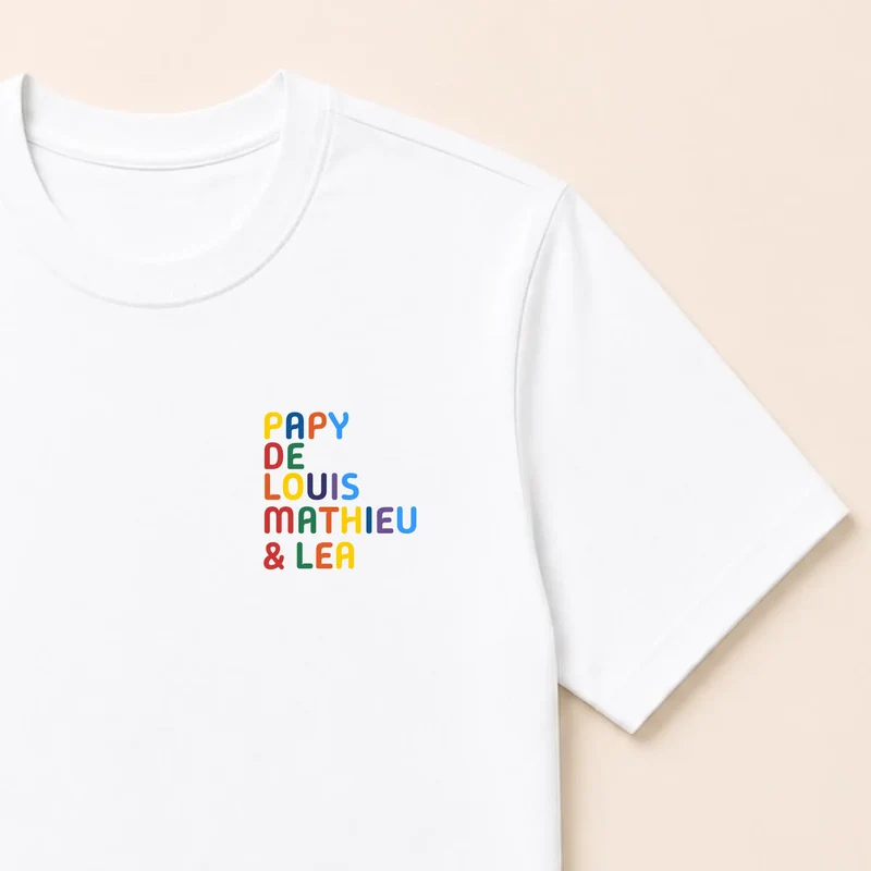 Pull personnalisé papy - Prénoms multicolore brodé