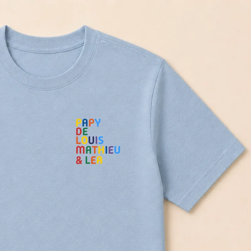 Pull personnalisé papy - Prénoms multicolore brodé