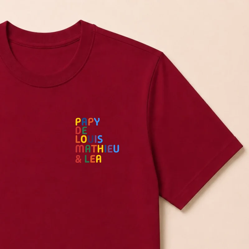 Pull personnalisé papy - Prénoms multicolore brodé