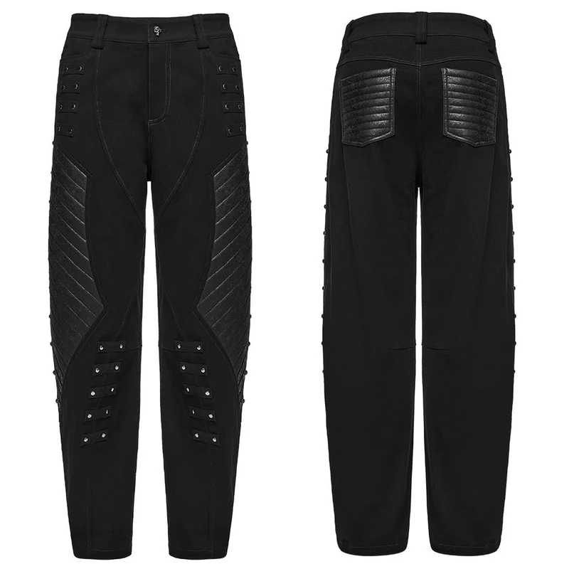 Punk-Stepphose für Herren mit Nieten und Patchwork-Design