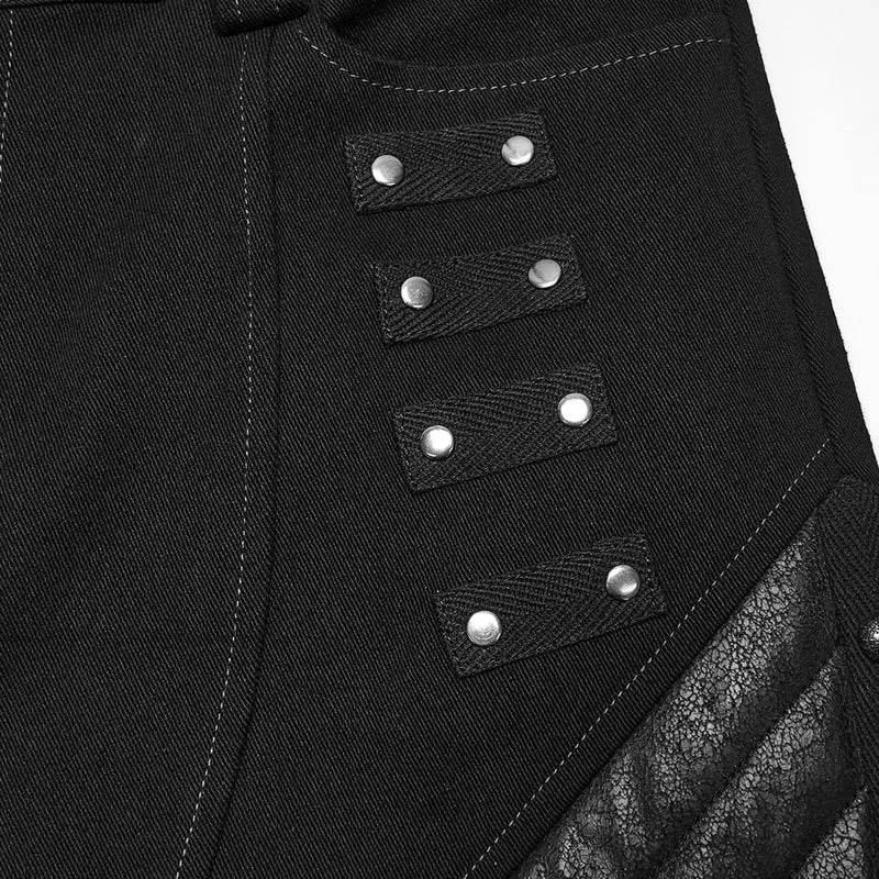 Punk-Stepphose für Herren mit Nieten und Patchwork-Design