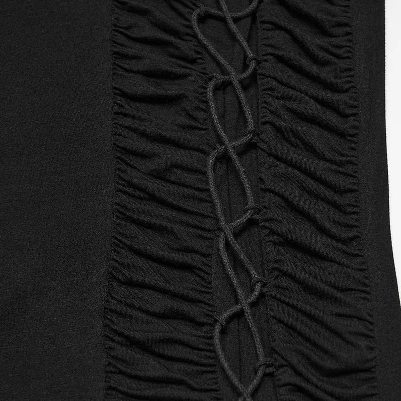 Gothic-Herrenoberteil mit Schnürung, Raffungen, Rollkragen und langen Ärmeln