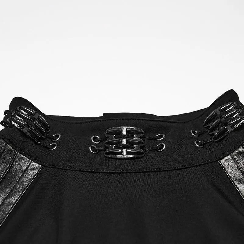Punk-Herren-Langarmshirt mit Metallkrallen-Print, Stehkragen und Patchwork-Muster