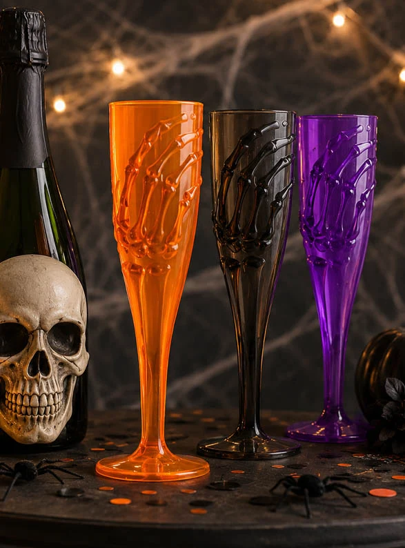 Skeletthand Sektglas 20cm