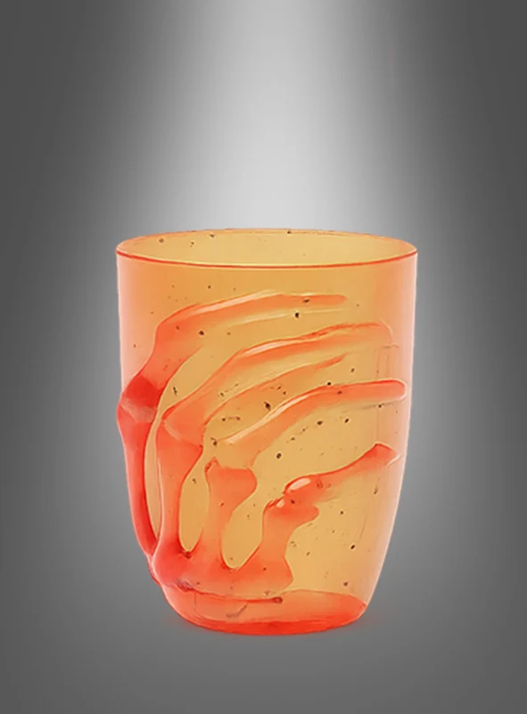 Halloween Glas 10cm mit Skelett Hand