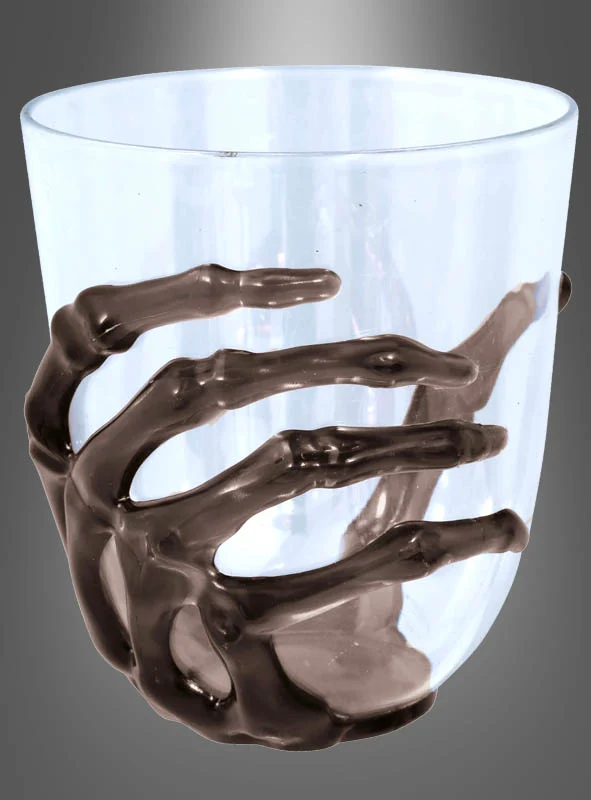Halloween Glas 10cm mit Skelett Hand