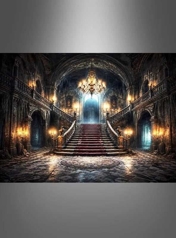 Spukschloss Freitreppe Fotowand 170x200cm