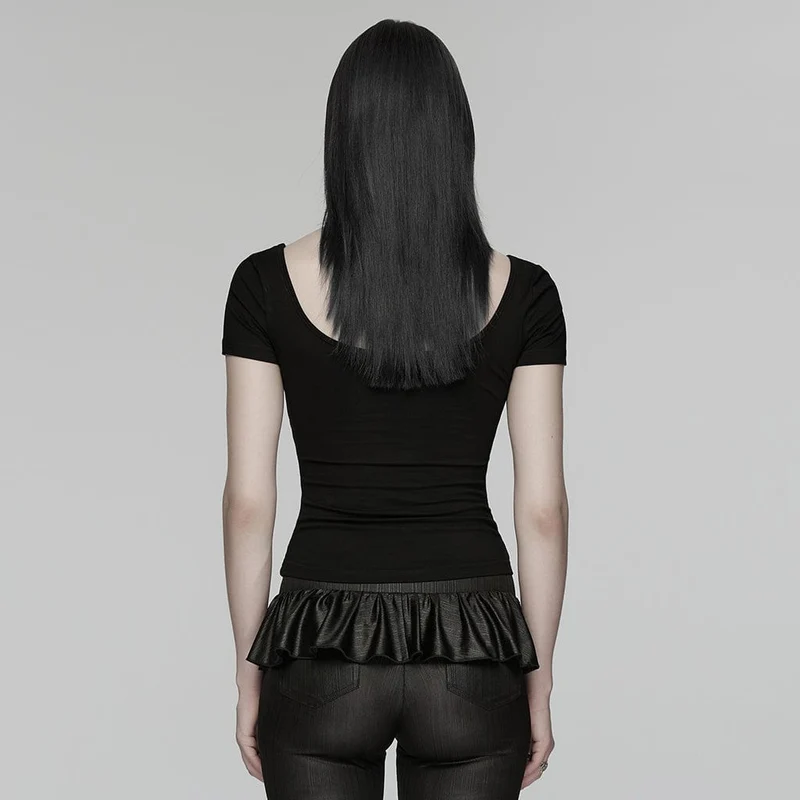 Punk-Nieten-T-Shirt für Damen, transparent, kurzärmelig