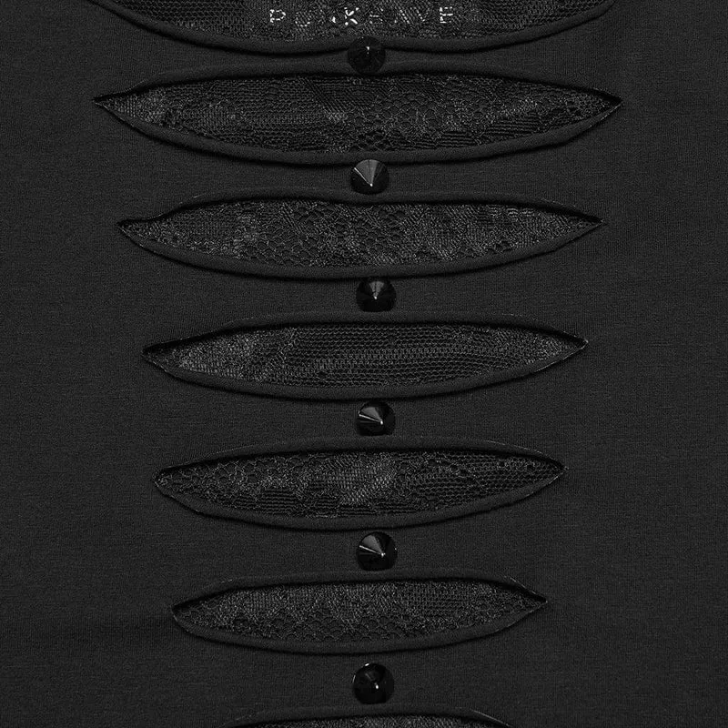 Punk-Nieten-T-Shirt für Damen, transparent, kurzärmelig