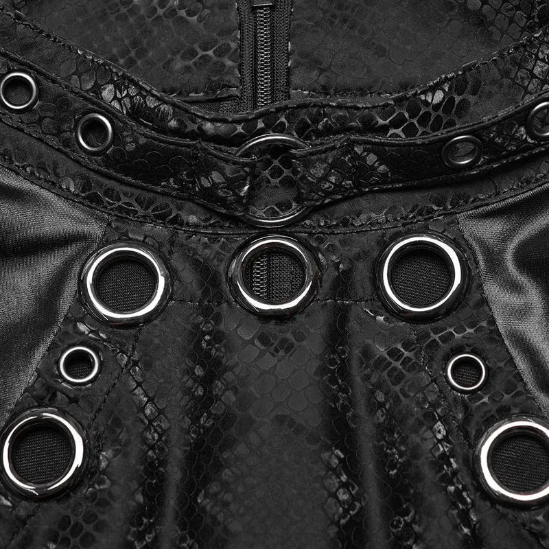 Ärmelloses kurzes Kleid mit Punk-Mesh-Ringausschnitt für Damen