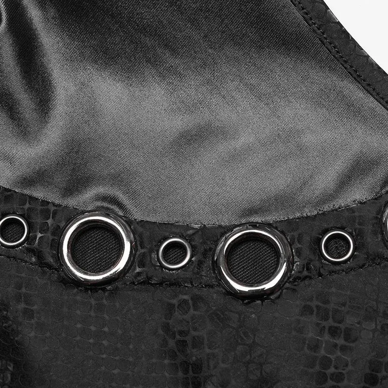 Ärmelloses kurzes Kleid mit Punk-Mesh-Ringausschnitt für Damen