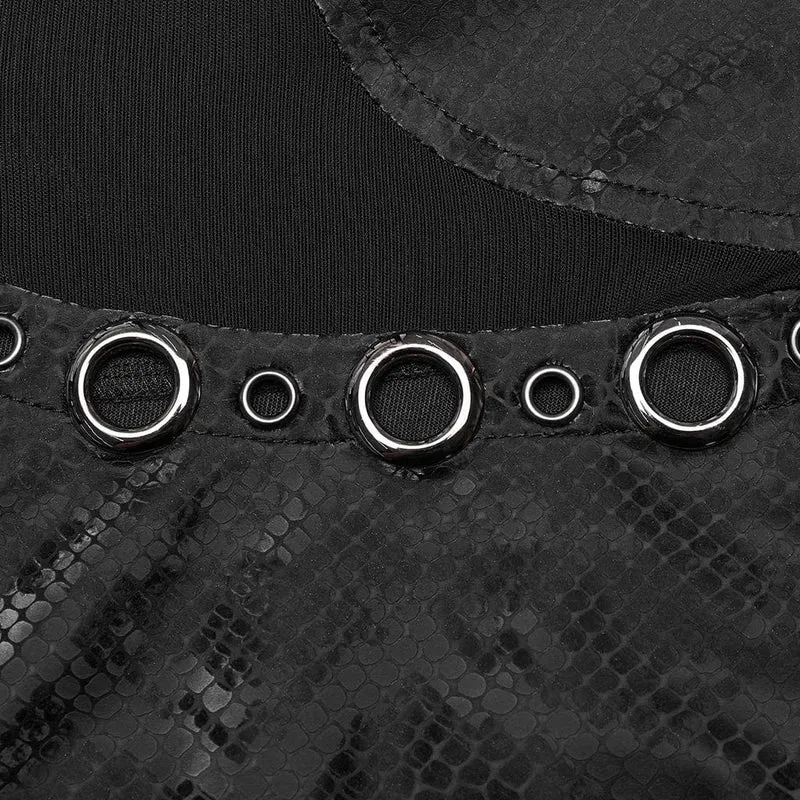 Ärmelloses kurzes Kleid mit Punk-Mesh-Ringausschnitt für Damen