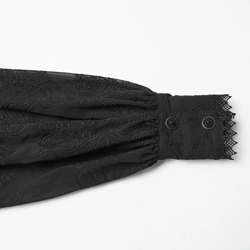 Gothic-Blumenhemd mit Puffärmeln für Damen