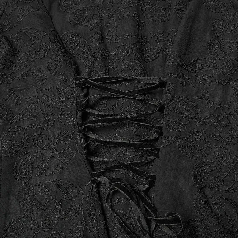 Gothic-Blumenhemd mit Puffärmeln für Damen