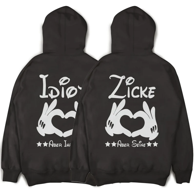 Idiot Aber Ihrer und Zicke Aber Seine Pärchen Pullover im SET Pärchen Hoodie Paar Geschenk für Paare Idiot Zicke Million Threads XS - 3XL