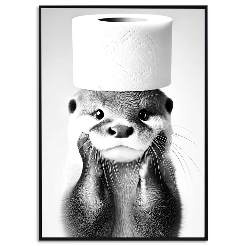 Otter Print Badezimmer Poster Otter Geschenk Hauskauf Badezimmer Bild Tier Wand Dekor Gäste WC Deko Otter schwarz weiß Bild Otter Klopapier