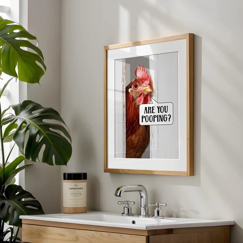 Are you pooping Poster Badezimmer Bild Huhn Badezimmer Deko Gäste WC Bild Lustige Poster Einweihungsgeschenk Haus und Wohnung Geschenk Umzug
