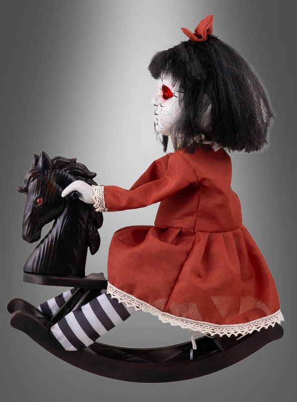 Horror Puppe 38cm auf Schaukelpferd animiert