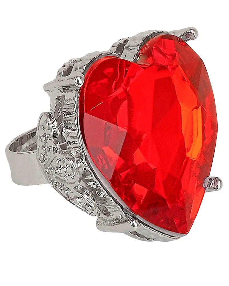 Roter Herzring mit "Edelstein"