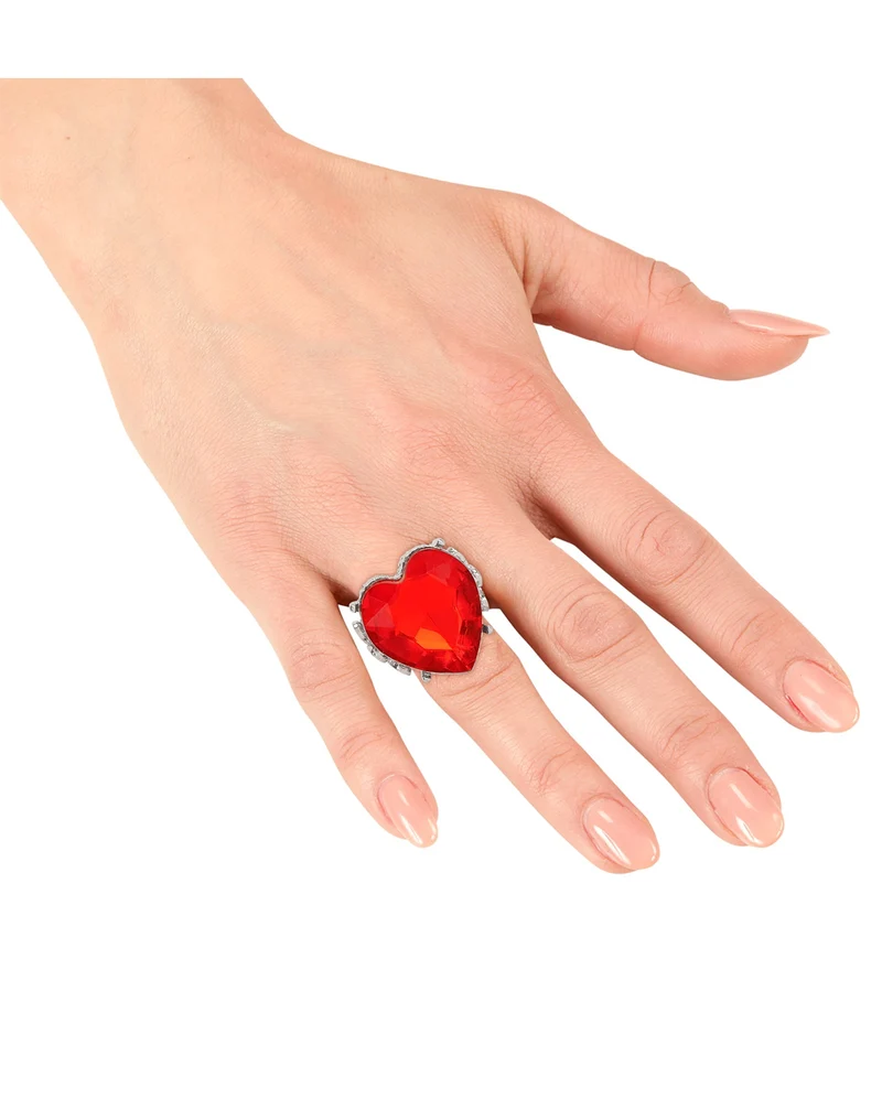 Roter Herzring mit "Edelstein"